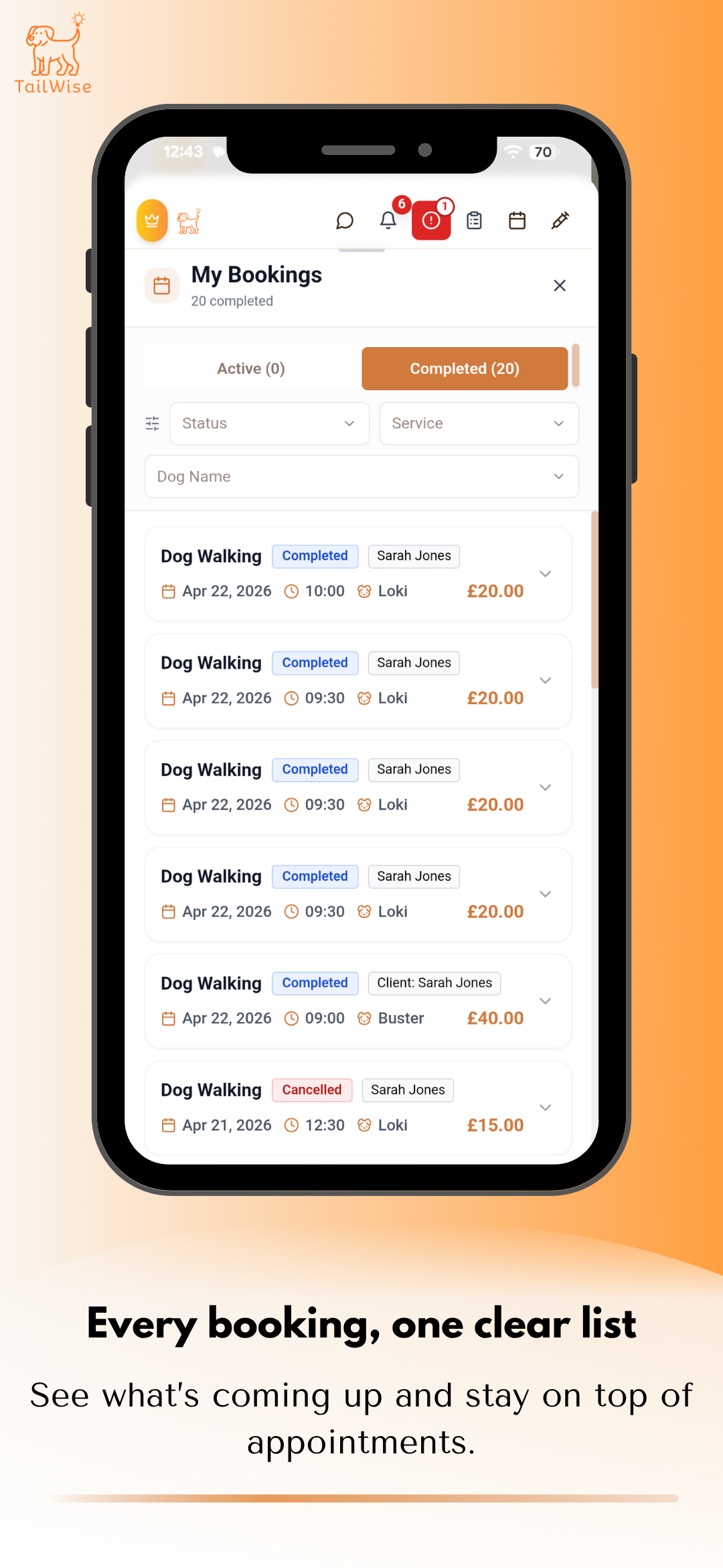 Manage bookings